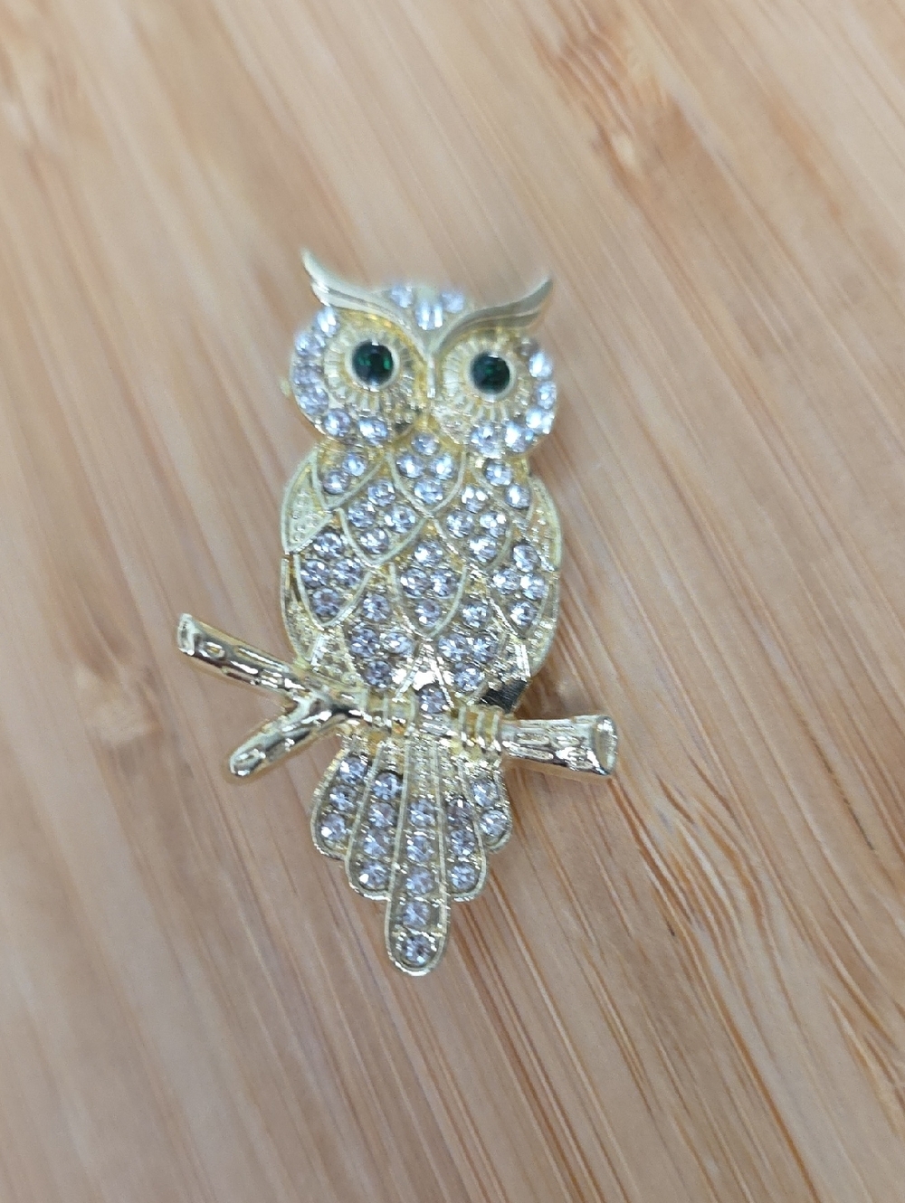 Gold Crystal Owl Brooch – Elegant Statement Pin